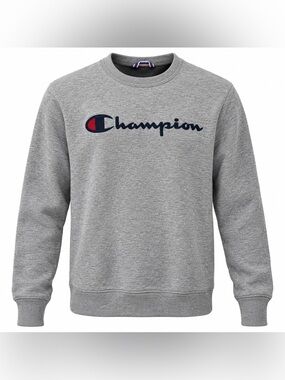 Champion Men’s Crewneck Sweatshirt - Gray with Navy & Red Logo